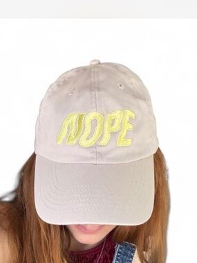 Beige 'NOPE' Embroidered Baseball Cap